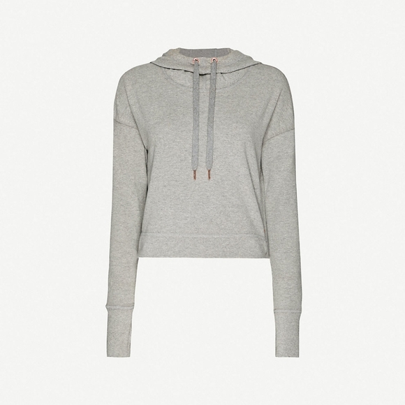 *Sweaty Betty ❤️ Escape Luxe Cropped Gray Hoody, Rose Gold Details XS - Picture 1 of 12